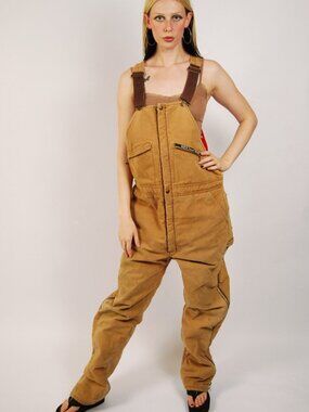 80s Key Canvas Overalls (L) large tan vintage mens quilt lining outdoors utility